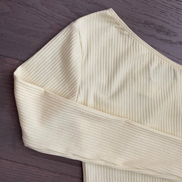 OW Intimates Scandinavia Twiga 1 Shoulder Ribbed Poly Bodysuit Pale Yellow Sz 2 - Picture 6 of 12